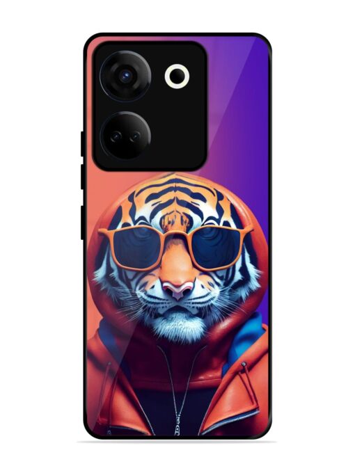 Tiger Animation Glossy Metal Phone Cover for Tecno Camon 20 Zapvi