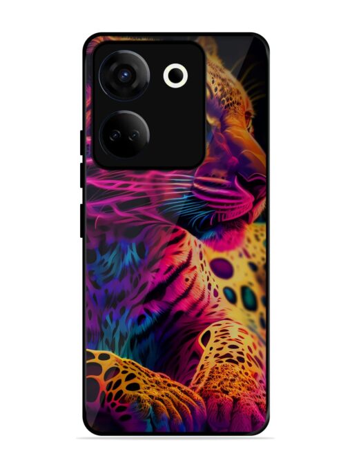 Leopard Art Glossy Metal Phone Cover for Tecno Camon 20 Zapvi