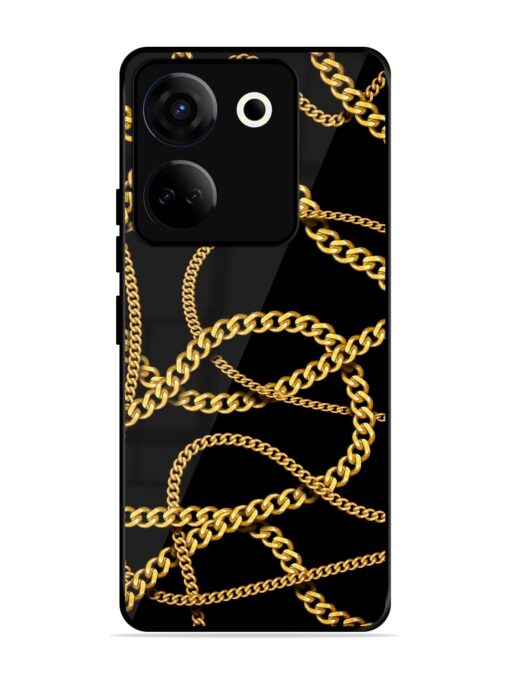 Decorative Golde Chain Glossy Metal Phone Cover for Tecno Camon 20 Zapvi