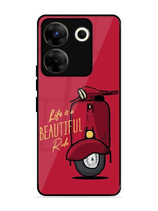 Life Is Beautiful Rides Glossy Metal Phone Cover for Tecno Camon 20 Pro (5G) Zapvi