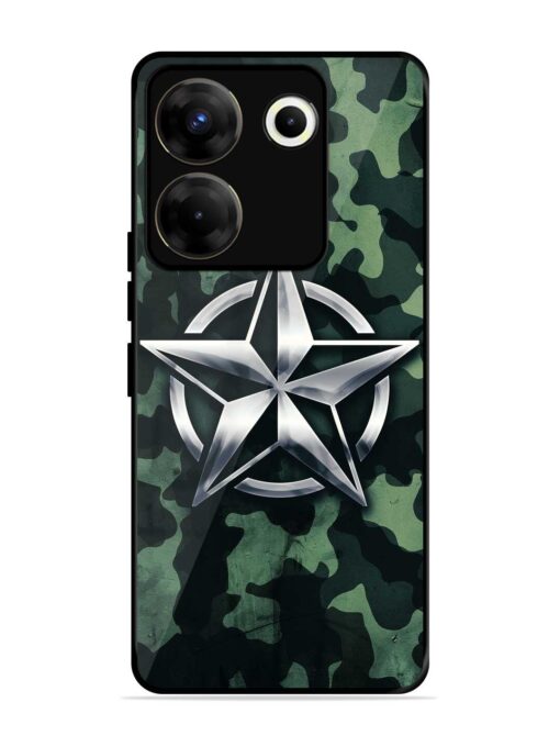 Indian Army Star Design Glossy Metal Phone Cover for Tecno Camon 20 Pro (5G)