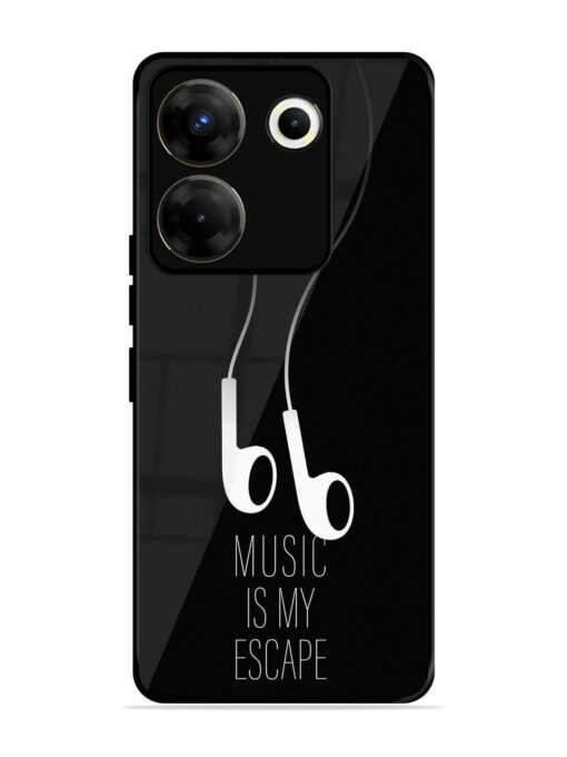 Music Is My Escape Glossy Metal Phone Cover for Tecno Camon 20 Pro (5G) Zapvi