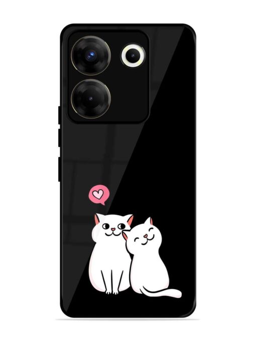 Cat Love Glossy Metal Phone Cover for Tecno Camon 20 Pro (5G)