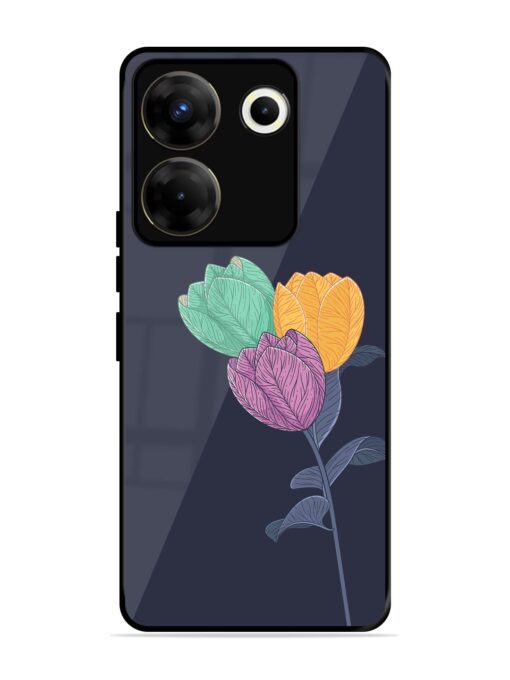 Flower Vector Glossy Metal Phone Cover for Tecno Camon 20 Pro (5G) Zapvi