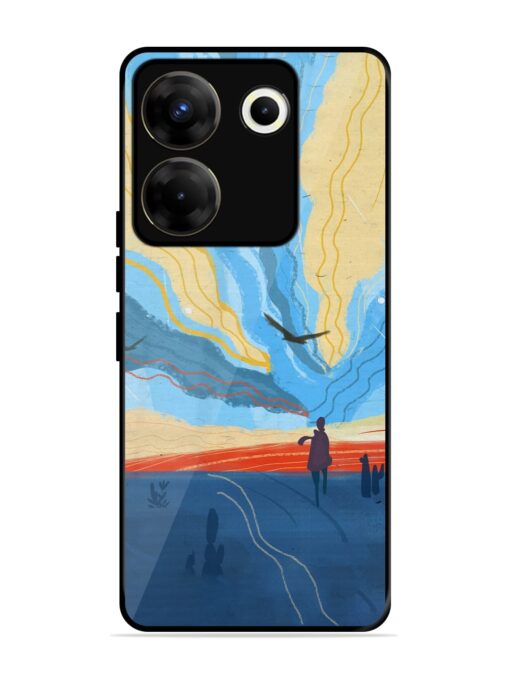 Minimal Abstract Landscape Glossy Metal Phone Cover for Tecno Camon 20 Pro (5G)