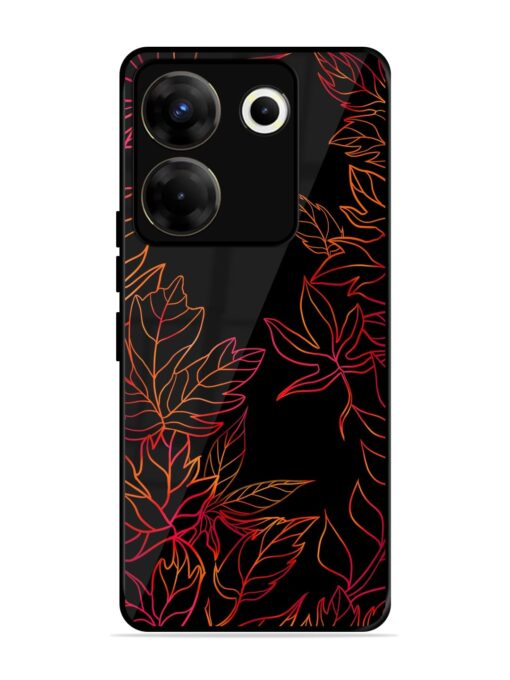 Red Floral Pattern Glossy Metal Phone Cover for Tecno Camon 20 Pro (5G)