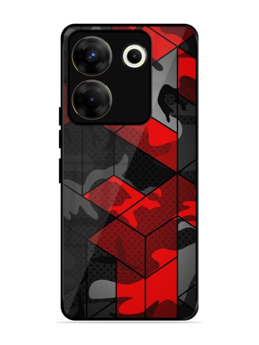 Royal Red Camouflage Pattern Glossy Metal Phone Cover for Tecno Camon 20 Pro (5G) Zapvi