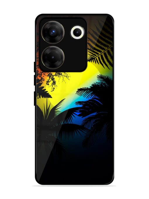 Colorful Sunset With Palm Trees Glossy Metal Phone Cover for Tecno Camon 20 Pro (5G)