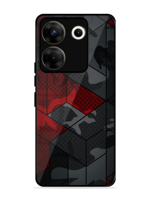 Red And Grey Pattern Glossy Metal Phone Cover for Tecno Camon 20 Pro (5G) Zapvi