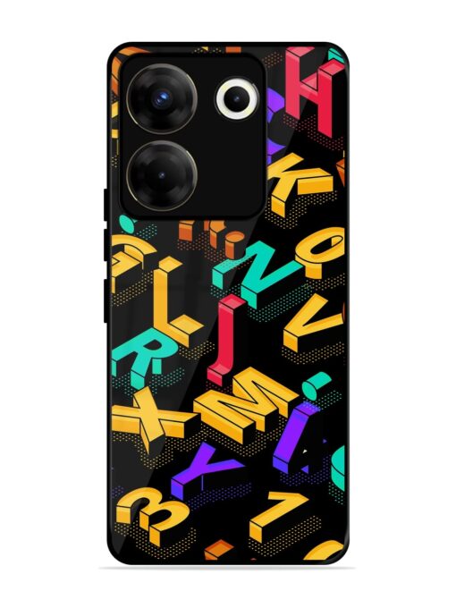 Seamless Pattern With Letters Glossy Metal Phone Cover for Tecno Camon 20 Pro (5G) Zapvi