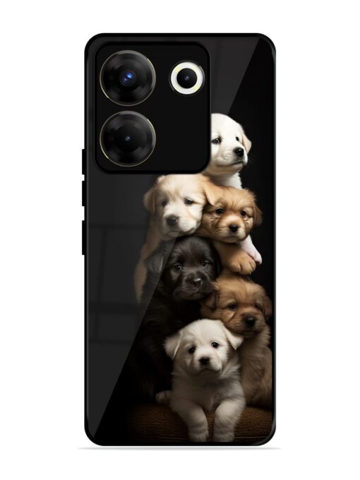 Cute Baby Dogs Glossy Metal Phone Cover for Tecno Camon 20 Pro (5G) Zapvi