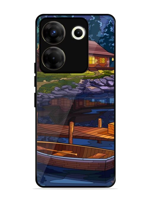 Village Night Scene Glossy Metal Phone Cover for Tecno Camon 20 Pro (5G)