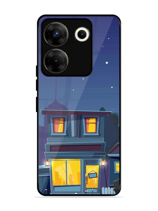 Vector Night House Glossy Metal Phone Cover for Tecno Camon 20 Pro (5G)