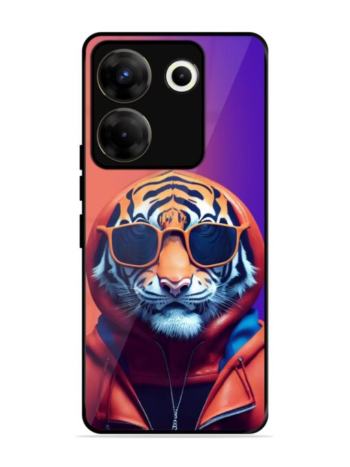 Tiger Animation Glossy Metal Phone Cover for Tecno Camon 20 Pro (5G) Zapvi