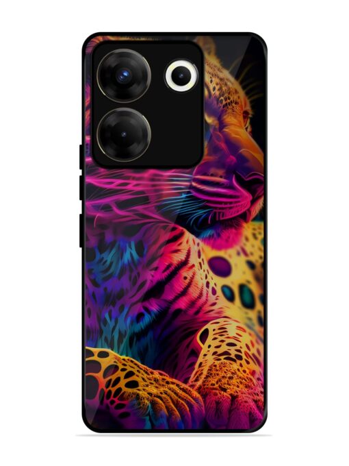 Leopard Art Glossy Metal Phone Cover for Tecno Camon 20 Pro (5G) Zapvi