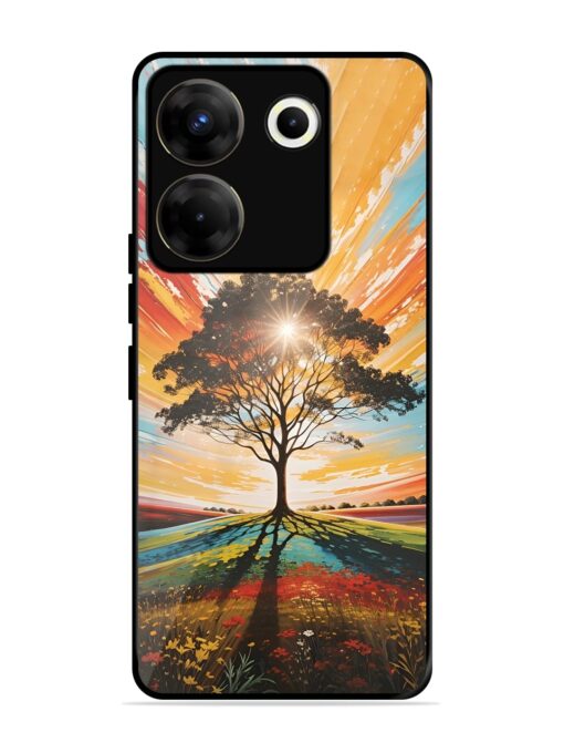 Abstract Tree Colorful Art Glossy Metal Phone Cover for Tecno Camon 20 Pro (5G) Zapvi