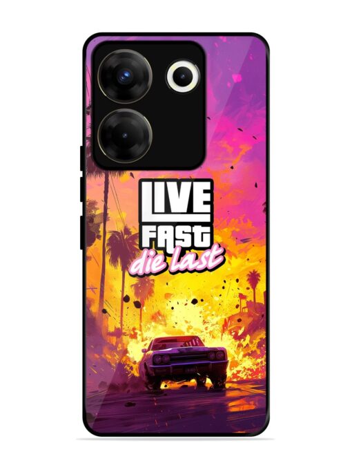 Live Fast Glossy Metal Phone Cover for Tecno Camon 20 Pro (5G) Zapvi