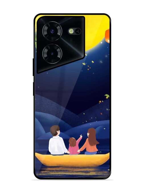 Happy Family And Beautiful View Glossy Metal Phone Cover for Tecno Pova 5 Pro (5G)