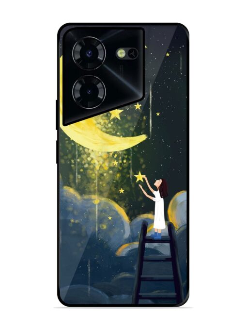 Moonlight Healing Night Illustration Glossy Metal TPU Phone Cover for Tecno Pova 5 Pro (5G) Zapvi