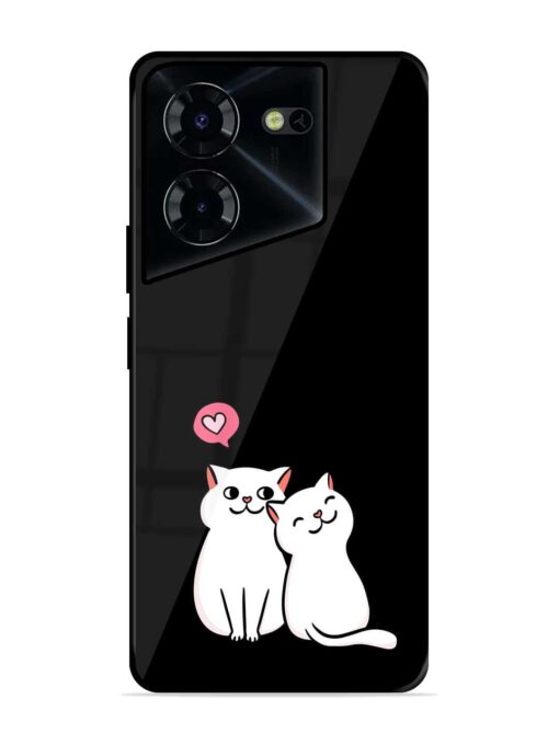 Cat Love Glossy Metal Phone Cover for Tecno Pova 5 Pro (5G)