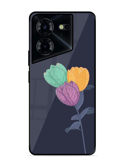 Flower Vector Glossy Metal Phone Cover for Tecno Pova 5 Pro (5G) Zapvi