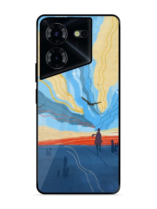 Minimal Abstract Landscape Glossy Metal Phone Cover for Tecno Pova 5 Pro (5G) Zapvi