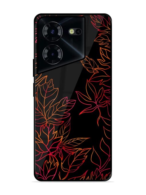 Red Floral Pattern Glossy Metal Phone Cover for Tecno Pova 5 Pro (5G) Zapvi