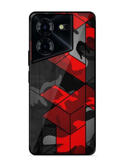 Royal Red Camouflage Pattern Glossy Metal Phone Cover for Tecno Pova 5 Pro (5G) Zapvi