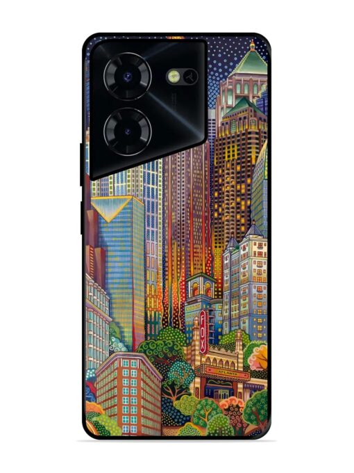 Cityscapes Art Glossy Metal Phone Cover for Tecno Pova 5 Pro (5G) Zapvi