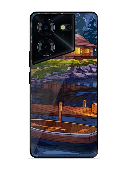 Village Night Scene Glossy Metal Phone Cover for Tecno Pova 5 Pro (5G) Zapvi