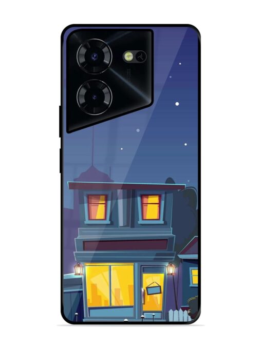 Vector Night House Glossy Metal Phone Cover for Tecno Pova 5 Pro (5G)