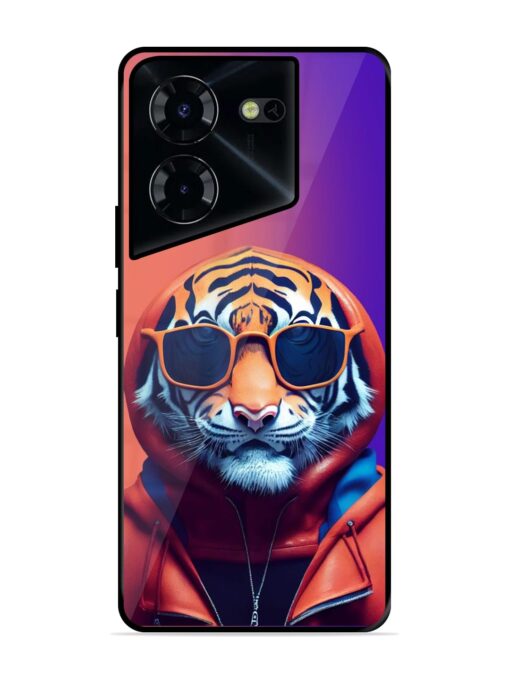 Tiger Animation Glossy Metal Phone Cover for Tecno Pova 5 Pro (5G) Zapvi