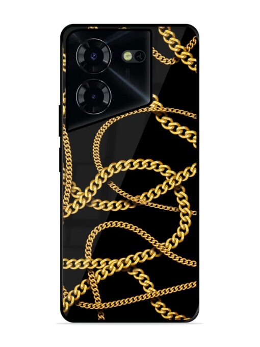 Decorative Golde Chain Glossy Metal Phone Cover for Tecno Pova 5 Pro (5G) Zapvi