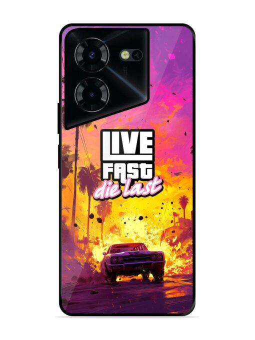 Live Fast Glossy Metal Phone Cover for Tecno Pova 5 Pro (5G) Zapvi