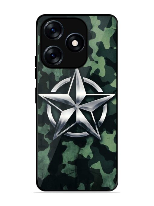 Indian Army Star Design Glossy Metal Phone Cover for Tecno Spark 10 (4G) Zapvi