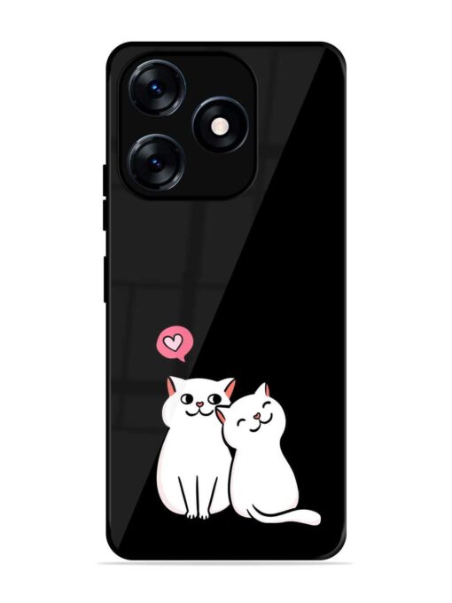 Cat Love Glossy Metal Phone Cover for Tecno Spark 10 (4G) Zapvi