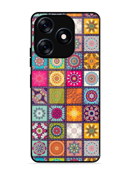 Seamless Pattern Vintage Glossy Metal Phone Cover for Tecno Spark 10 (4G)