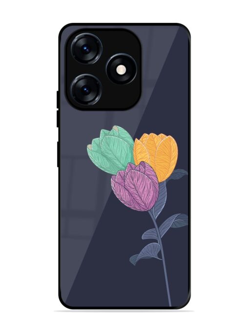 Flower Vector Glossy Metal Phone Cover for Tecno Spark 10 (4G)