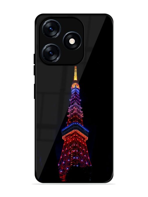 Eiffel Tower Night View Glossy Metal Phone Cover for Tecno Spark 10 (4G)