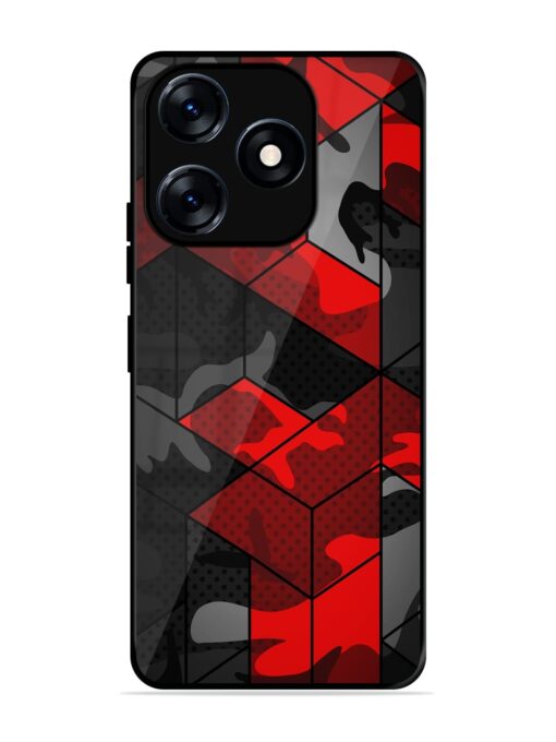 Royal Red Camouflage Pattern Glossy Metal Phone Cover for Tecno Spark 10 (4G)