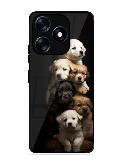 Cute Baby Dogs Glossy Metal Phone Cover for Tecno Spark 10 (4G)