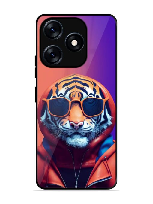 Tiger Animation Glossy Metal Phone Cover for Tecno Spark 10 (4G)