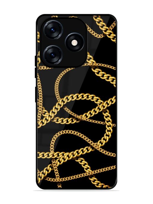 Decorative Golde Chain Glossy Metal Phone Cover for Tecno Spark 10 (4G)