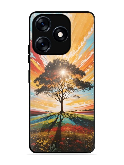 Abstract Tree Colorful Art Glossy Metal Phone Cover for Tecno Spark 10 (4G) Zapvi