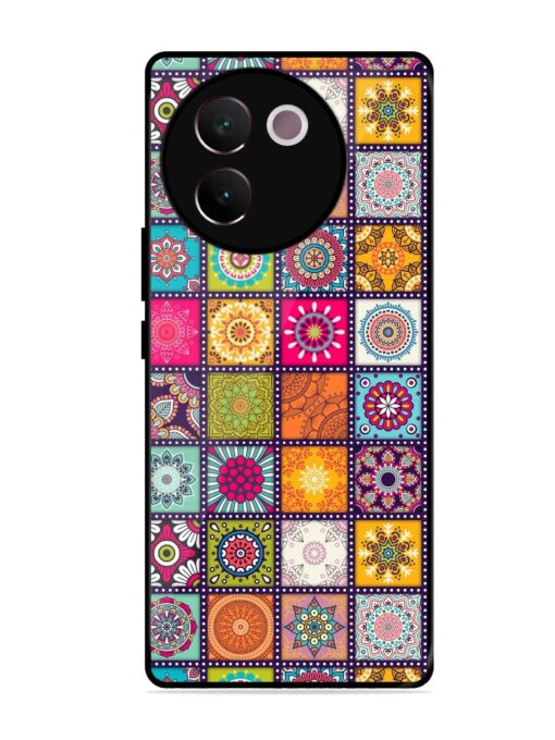 Seamless Pattern Vintage Glossy Metal Phone Cover for Vivo V30E (5G)