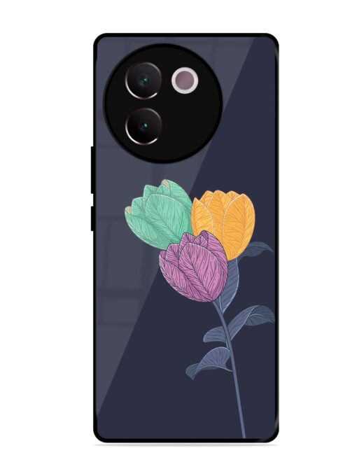 Flower Vector Glossy Metal Phone Cover for Vivo V30E (5G) Zapvi