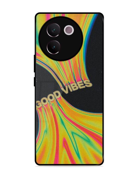 Good Vibes Glossy Metal Phone Cover for Vivo V30E (5G) Zapvi