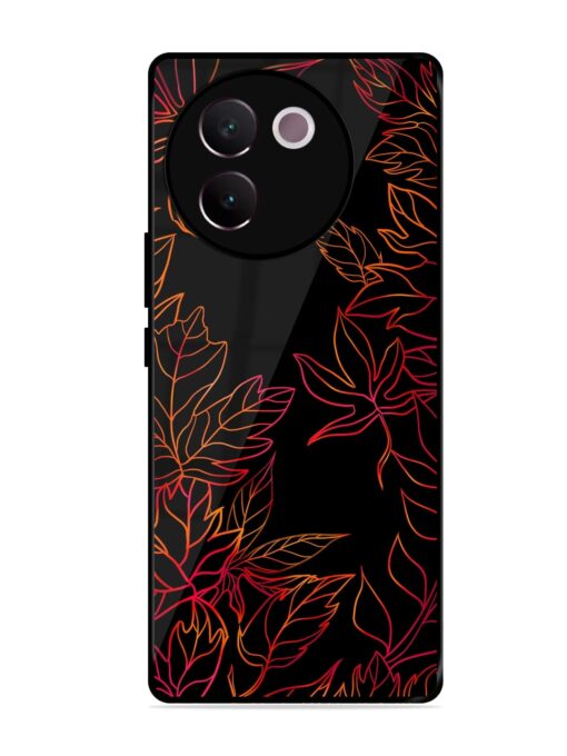 Red Floral Pattern Glossy Metal Phone Cover for Vivo V30E (5G)