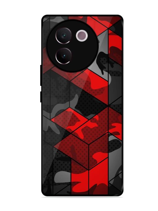 Royal Red Camouflage Pattern Glossy Metal Phone Cover for Vivo V30E (5G) Zapvi