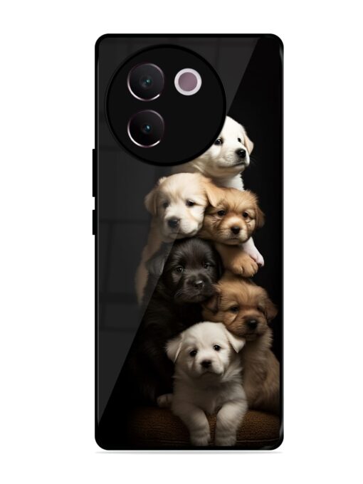 Cute Baby Dogs Glossy Metal Phone Cover for Vivo V30E (5G) Zapvi